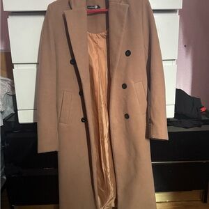 Boohoo Tall Camel Coat size 4